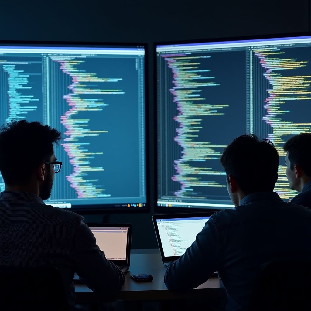 Equipo de desarrollo en sesión de trabajo